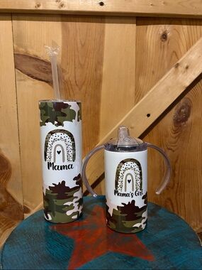 Mama & Mama's Girl Camo Tumbler Set — White and Green